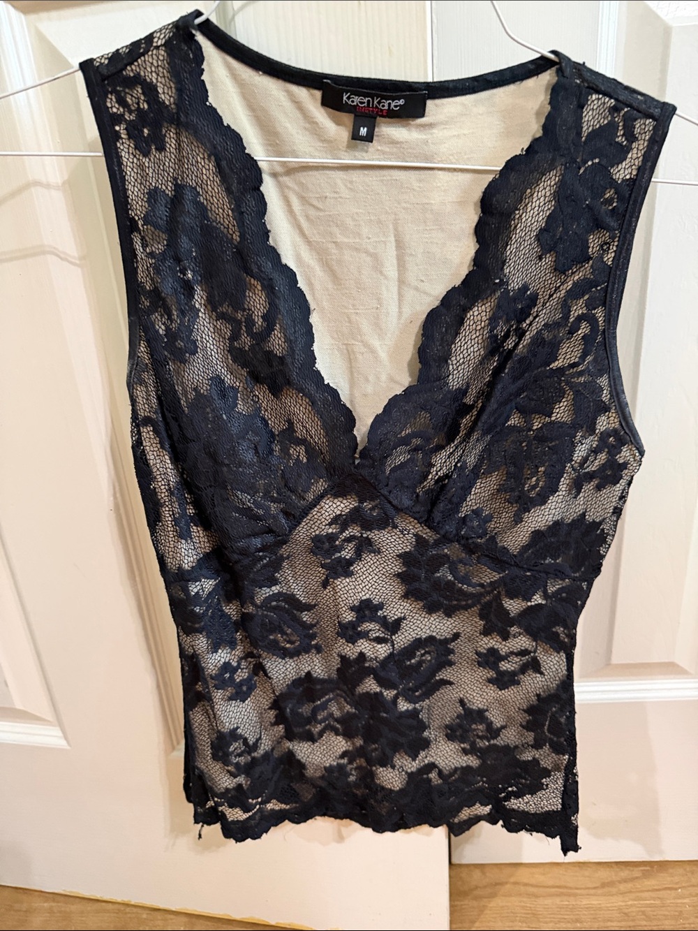 Karen Kane Black Lace V-Neck Sheer Camisole